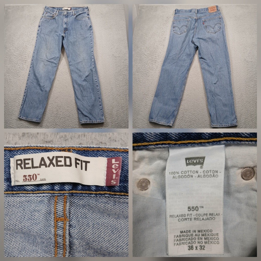 Levi's 550 Relaxed Fit Jeans Mens 36x32 Light Wash Denim